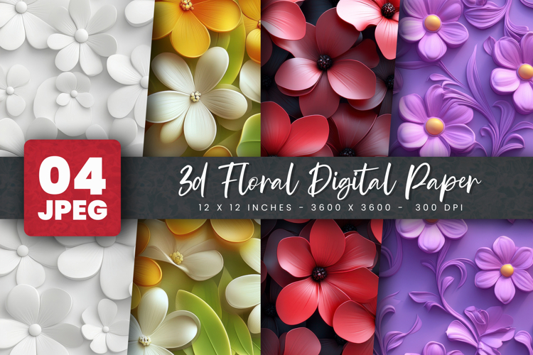 3d Floral Digital Paper