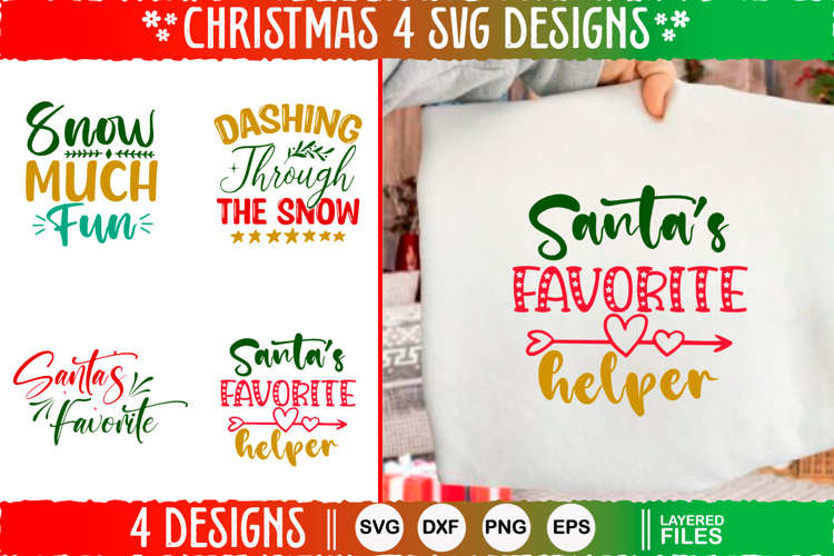 4 Christmas SVG Designs, Christmas SVG Cut file design