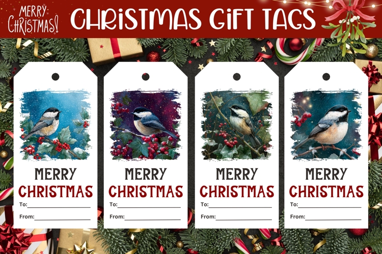 Christmas Bird Gift Tags, Christmas Tags Designs