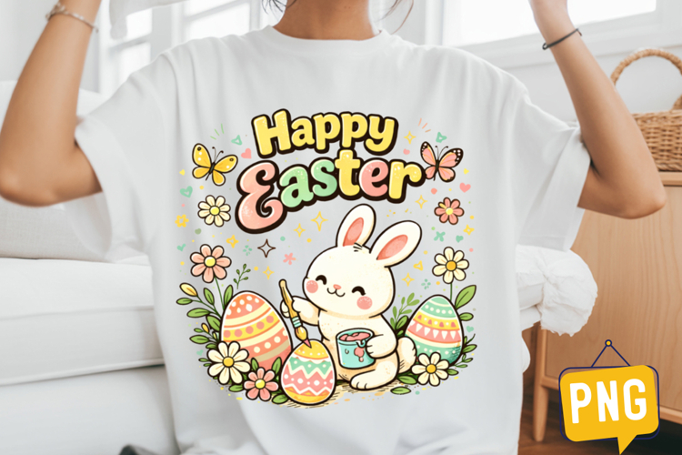 Cute Easter Bunny Sublimation PNG Spring Shirt Design