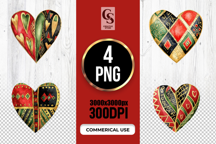 Tribal Pattern Heart Clipart Sublimation PNG