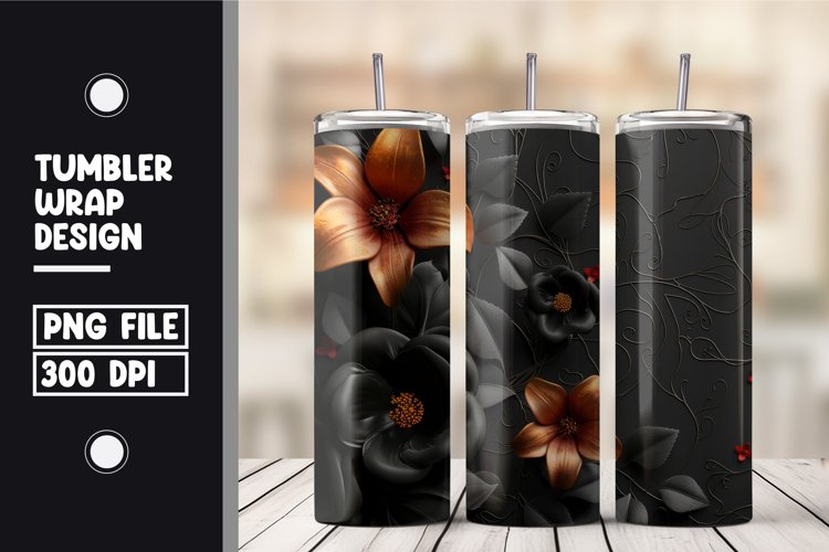 Black Gold Roses Tumbler Wrap Design example image 1