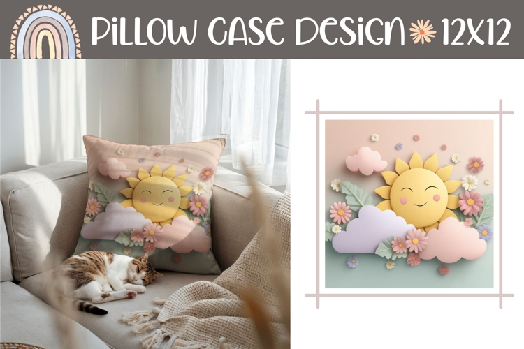 3D Summer Pillow Case, 3D Sun Pillow Design, Sun PNG