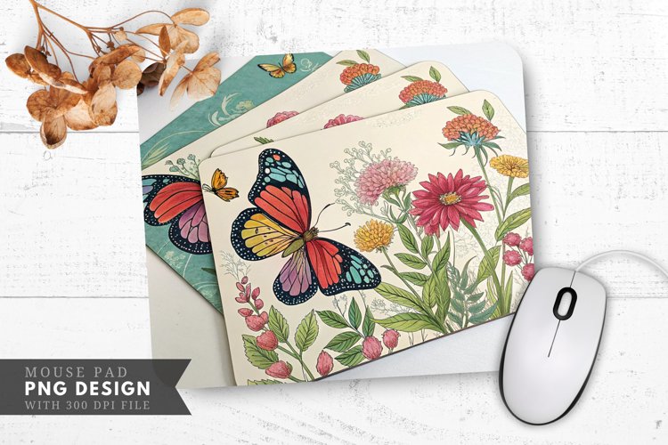 Butterfly Garden Placemats Mouse Pad PNG Design