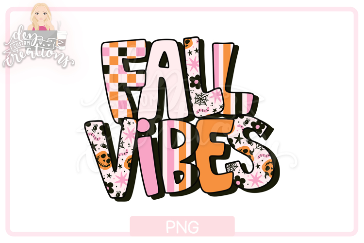 Fall Halloween PNG: Fall Vibes Pink, Orange and Black