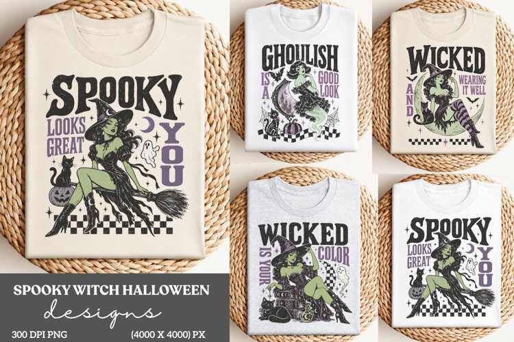 Spooky Looks Great on You Witch PNG, Retro Halloween Witch a example image 1