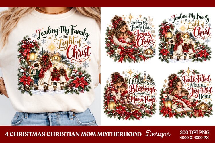 4 Christian Mom Christmas PNG Designs, 4 Faith Based Christm example image 1