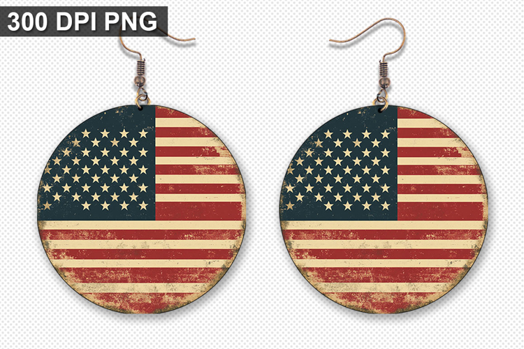 Flag Earring Sublimation PNG - 4th of July Earring Design