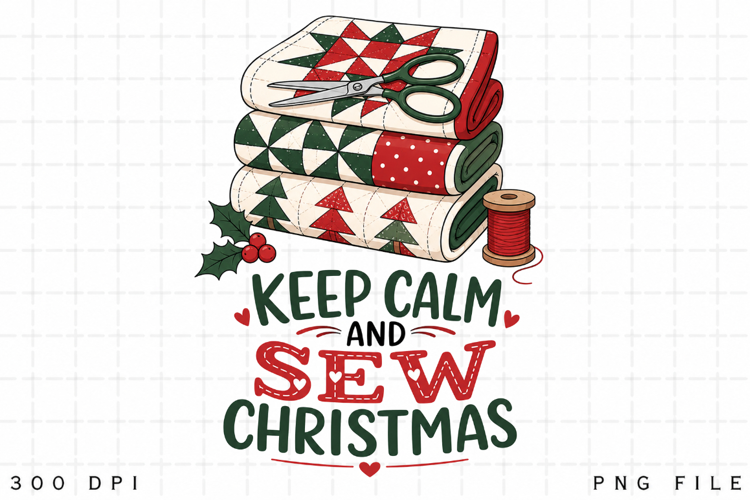 Quilting Christmas PNG, Keep Calm And Sew Christmas PNG