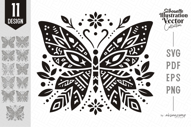 Tribal Butterfly Silhouette Vector