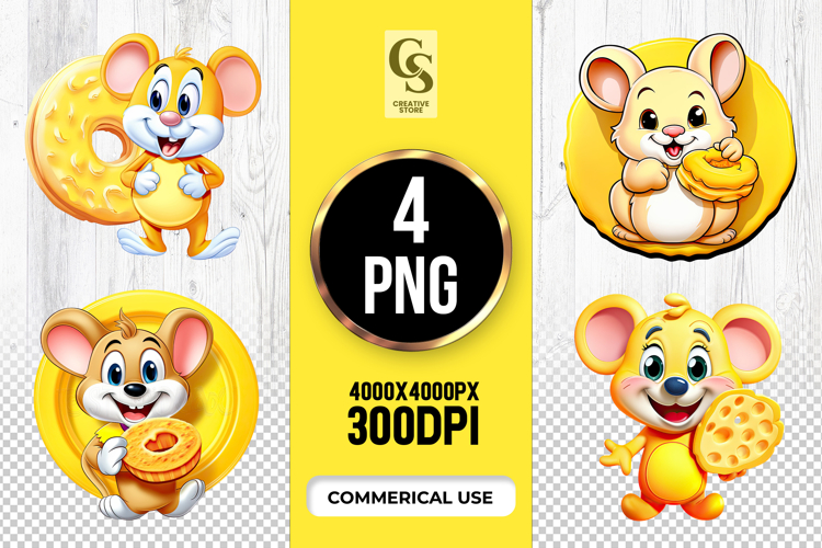 Cute Mouse Holding Donut Cartoon Clipart Sublimation PNG