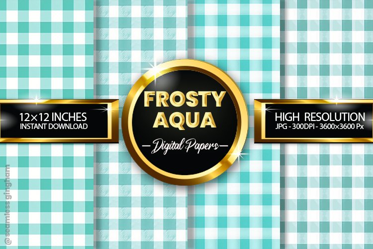Frosty Aqua Gingham Digital Papers 04 Variations example image 1