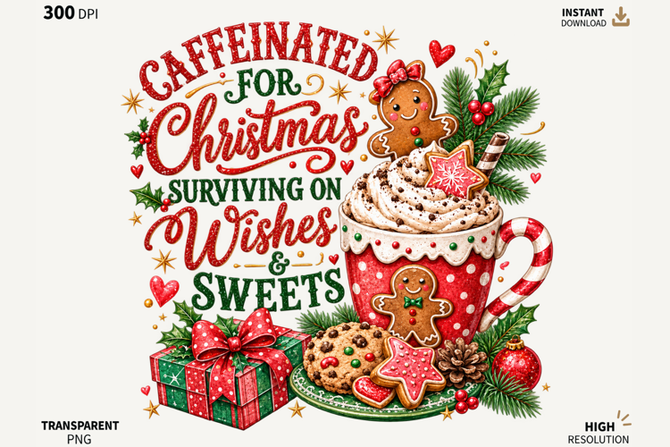 Funny Christmas Gingerbread Cocoa Sublimation PNG