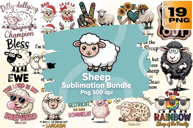 Funny Sheep PNG Bundle 19 Whimsical