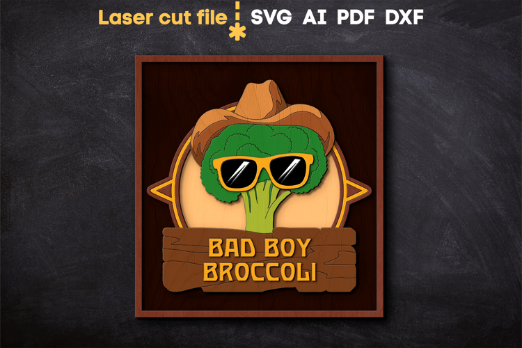 Cafe Sign Broccoli SVG laser cut files for Glowforge