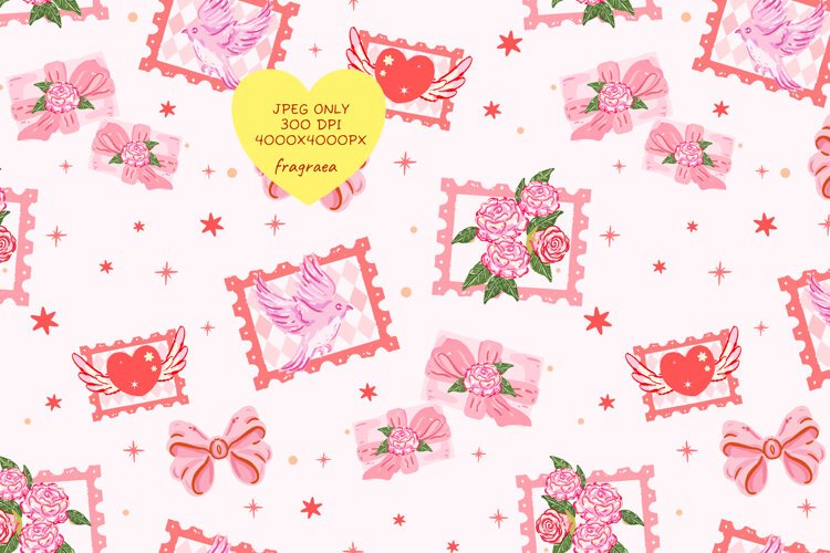 Vintage Love Letter Valentine's Day Seamless Pattern example image 1
