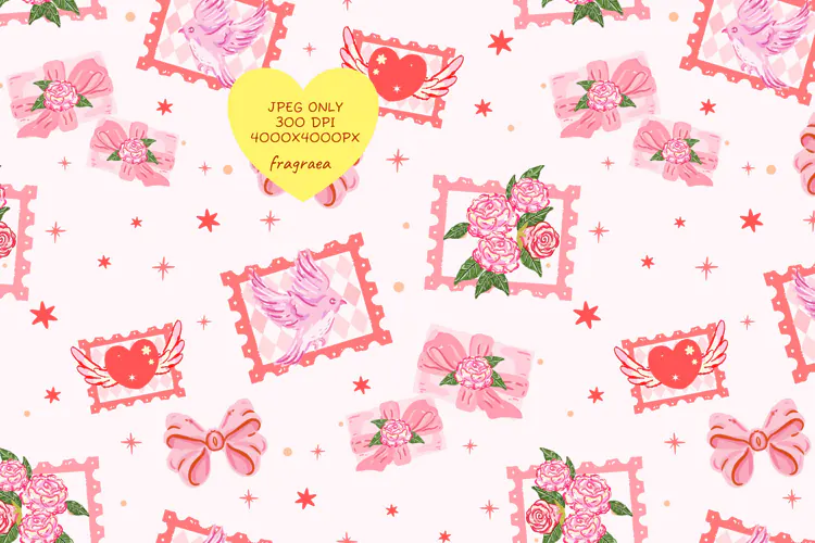 Vintage Love Letter Valentine's Day Seamless Pattern