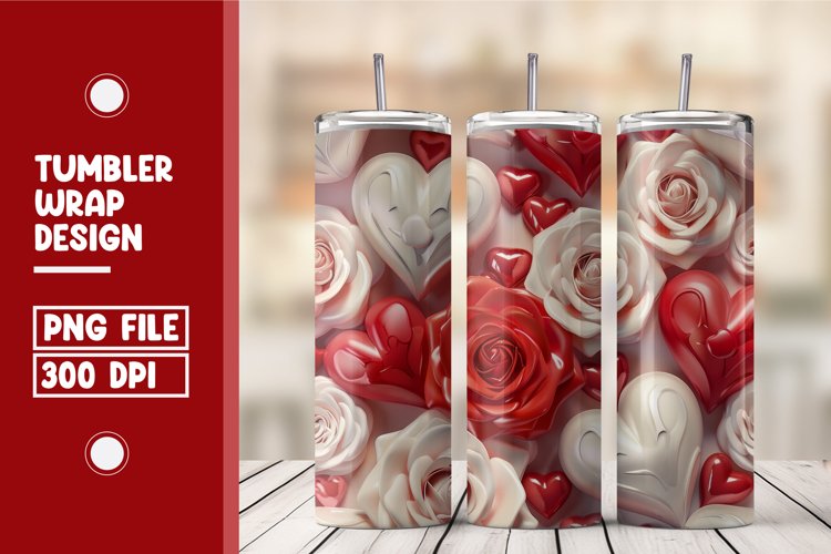 Heart Flower Tumbler Wrap Design example image 1