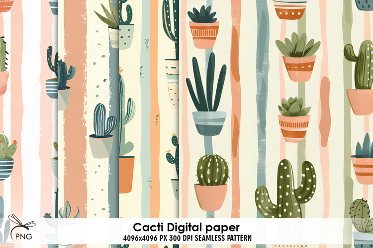 Cacti digital paper, background clipart