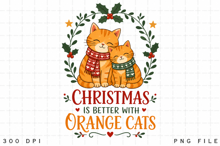 Orange Cat Christmas PNG, Christmas Is Better With Orange