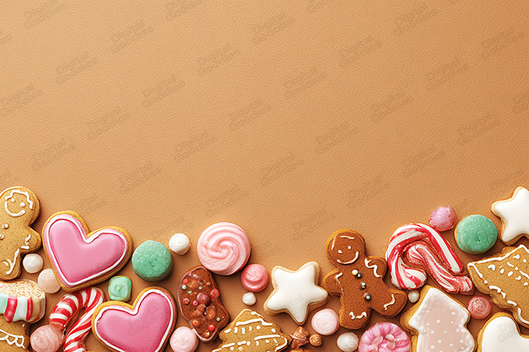 "Gingerbread & Pastel Candy Border - Festive Holiday Treats" example image 1