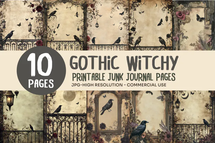 Gothic Raven Junk Journal Pages