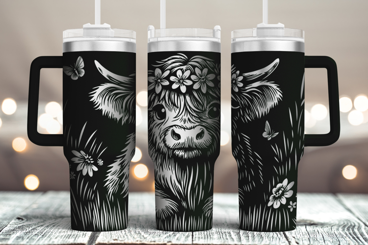 Tumbler laser svg|40oz Skinny Tumbler Highland Cow wrap