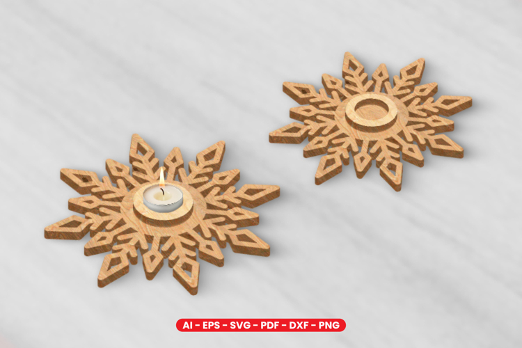 Snowflake Tealight Holder Laser Cut Design