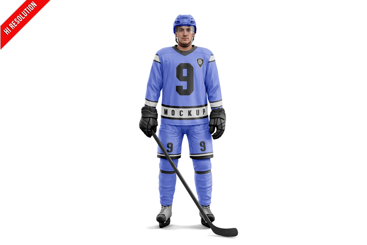 Man Wearing Full Ice Hockey Uniform