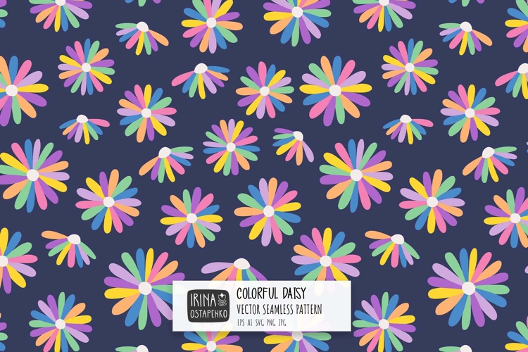 Rainbow Daisy Blooms Pattern
