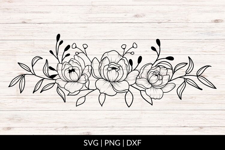 Hand Drawn Peonies SVG With Floral Arrangement example image 1