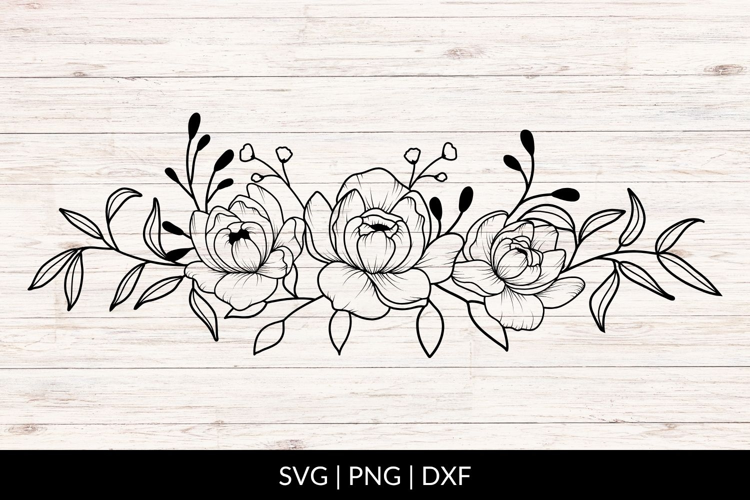 Hand Drawn Peonies SVG With Floral Arrangement