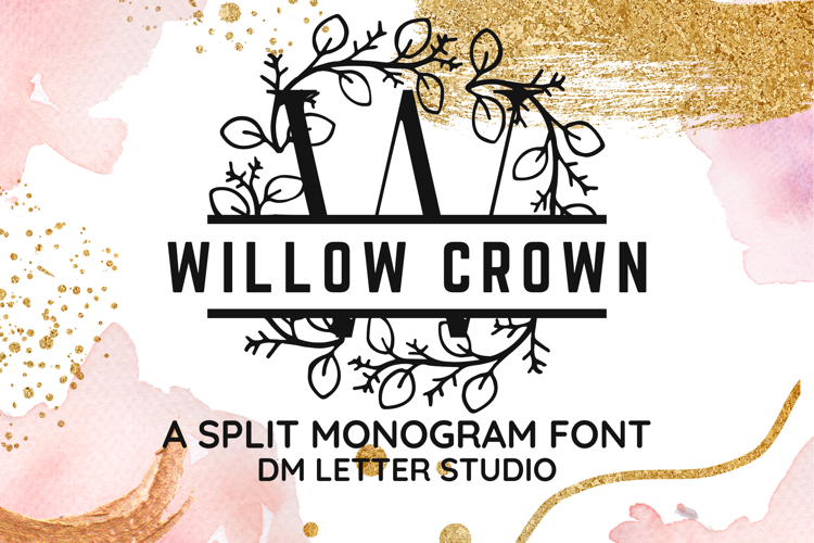 Willow Crown Split Monogram - Elegant Botanical Serif Font