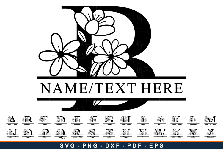 Wildflowers Monogram Alphabet Split Letters Font SVG Files