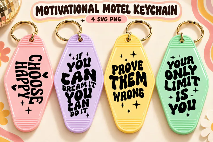 Motivational Motel Keychain SVG PNG, Positive Sayings
