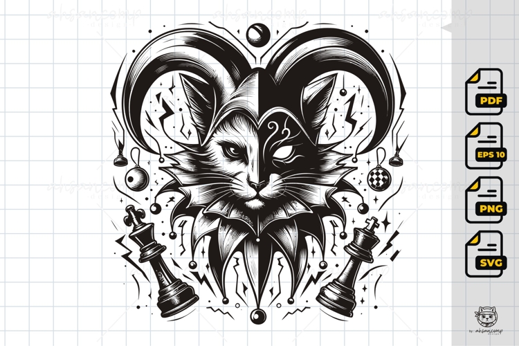 Cat Clipart Black And White Image 9