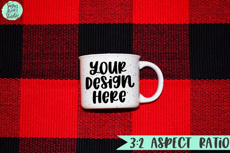 White Mug Buffalo Plaid Mockup | Holiday Theme Mockup
