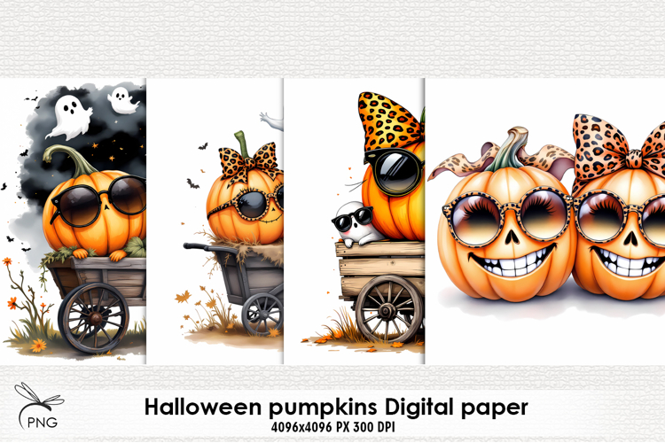 Halloween pumpkins digital paper