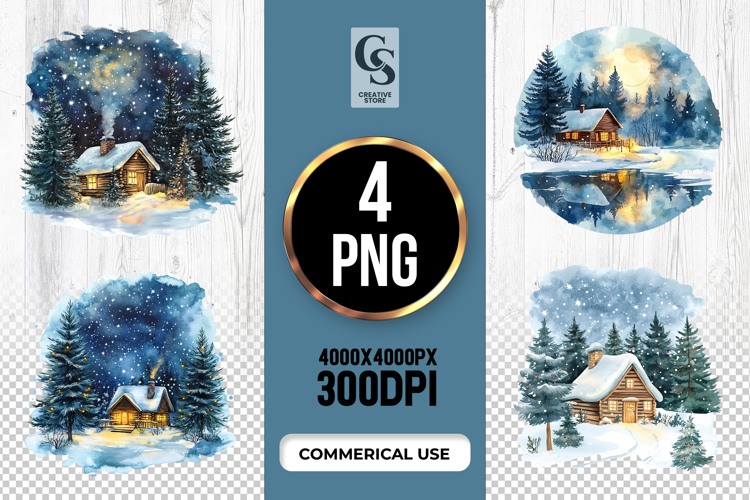 Cozy Winter Cabin Clipart PNG