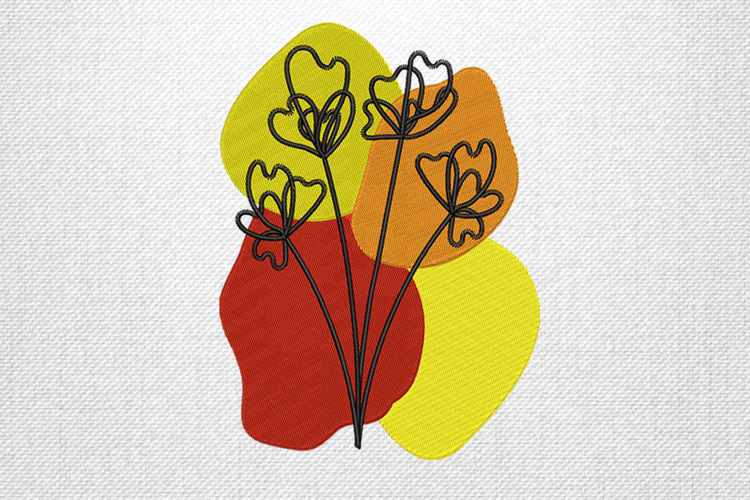 Abstract Floral Line Art Embroidery Design File