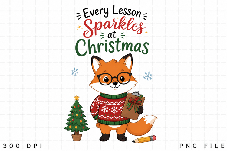 Fox Teacher Christmas PNG,Every Lesson Sparkles At Christmas