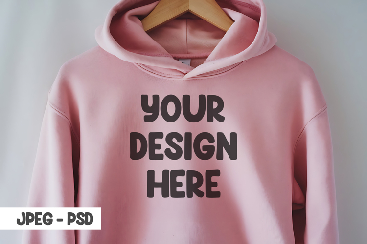 Hanging pink hoodie mockup psd & jpeg example image 1