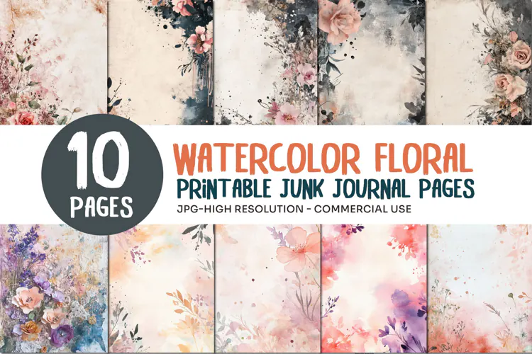 Watercolor Floral Junk Journal Pages