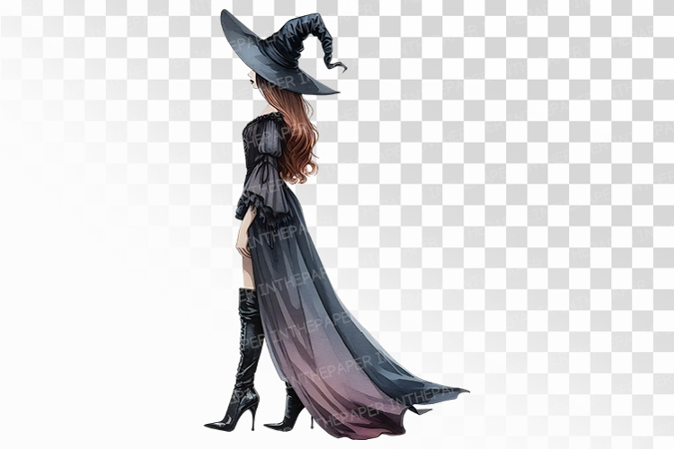 Halloween Witch Gothic Beauty Digital Painting PNG