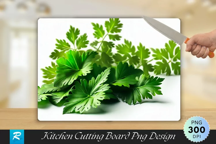 Coriander Leaves on White Cutting Board Sublimation Design