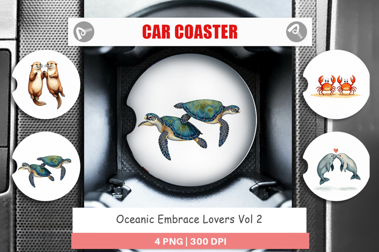 Oceanic Embrace Lovers Car Coaster