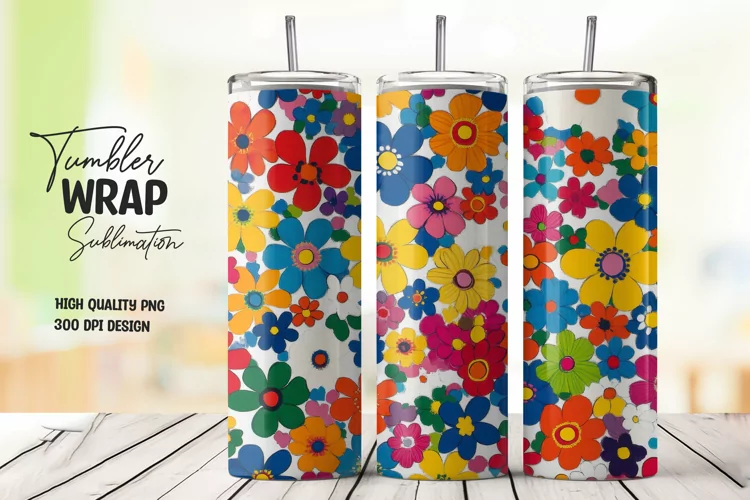 Floral Pattern Tumbler Wrap Sublimation Design