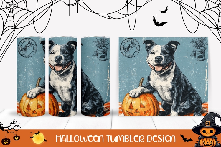 Halloween Dog Tumbler Wrap, Cartoon Dog Sublimation Tumbler