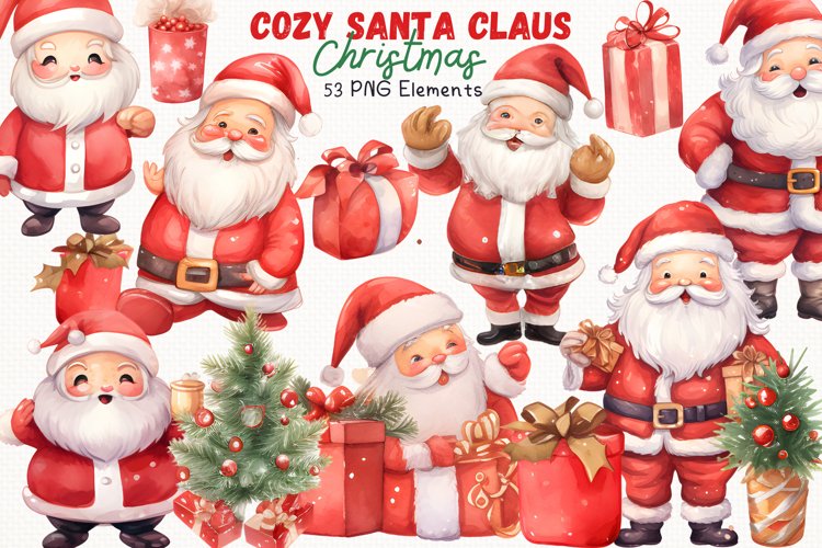 Cozy Christmas Santa Claus 53 Cliparts Collection