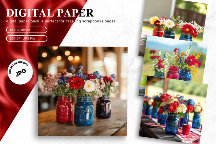 Patriotic Flower Background USA Flower 4of July Wallpaper_2